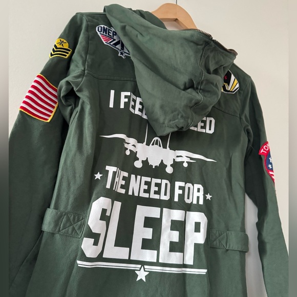 Onepiece Aviator Onesie Jungle Green jumpsuit hoodie top gun themed - Picture 11 of 14